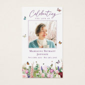 Papillons floraux Carte de prière funéraire commém (Devant)