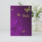 Papillons floraux mauve et citron vert - Carte de  (Debout devant)