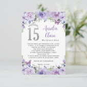 Papillons floraux pourpres Quinceañera Carte de pr (Debout devant)