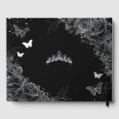 Papillons floraux Rose noirs Silver Quinceañera (Verso)