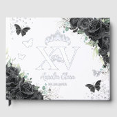 Papillons floraux Rose noirs Silver Quinceañera (Recto)