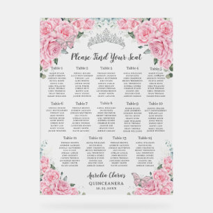 Papillons floraux rose Quinceanera Tableau de sièg