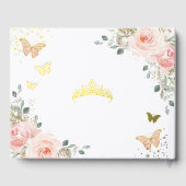 Papillons Floraux Roses Bleues Or Quinceañera (Verso)