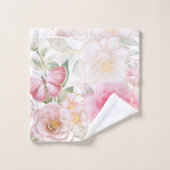 Papillons floraux roses - Parties scintillant or b (Gant de toilette)