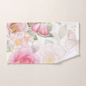 Papillons floraux roses - Parties scintillant or b (Serviette à main)