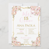 Papillons floraux roses Quinceañera Invitation (Devant)