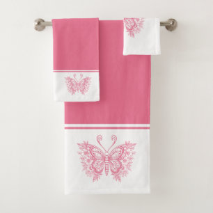 Papillons floraux roses rose et blanc arrière - pl