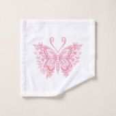 Papillons floraux roses rose et blanc arrière - pl (Gant de toilette)