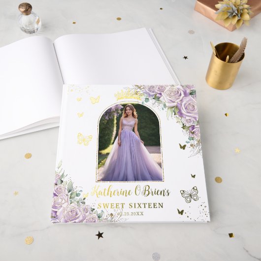 Papillons floraux violets Lilac doux 16 15 Photo (Recto ouvert)