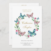 Papillons Funérailles Ordre de service Programme (Devant / Derrière)