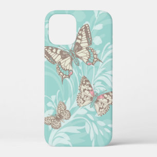 Papillons graphique moderne coque iphone aqua flor