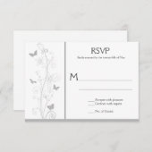 Papillons gris pâle Fils floraux ornés RSVP (Devant / Derrière)