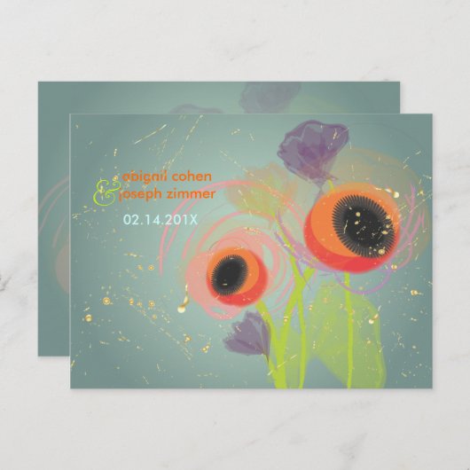 Papillons Grunge Orange, Invitations (Devant / Derrière)