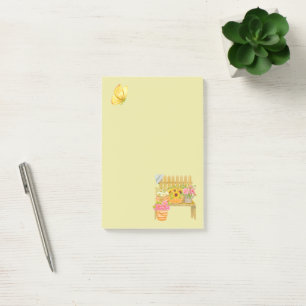 Papillons jaunes et banc fleuri Post-It®