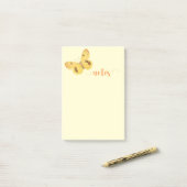 Papillons jaunes Vintage Art Post-it Notes (Sur un bureau)