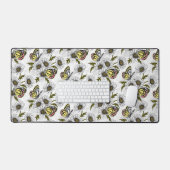 Papillons Jézabel et fleurs marguerites sur blanc (Clavier et souris)