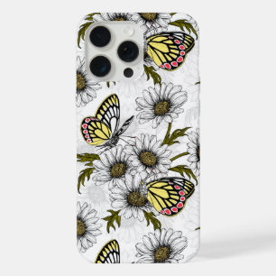 papillons Jezebel et fleurs de marguerite sur fond