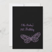 Papillons luttering Invitation 21e anniversaire (Dos)