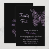 Papillons luttering Invitation 21e anniversaire (Devant / Derrière)