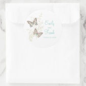 Papillons marron aqua rose mariage autocollant (Sac)