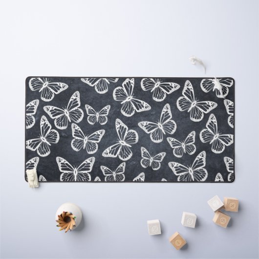 Papillons mignons Élégant Motif chic gris & blanc (Tableau pour enfants)