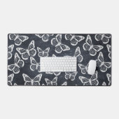 Papillons mignons Élégant Motif chic gris & blanc (Clavier et souris)