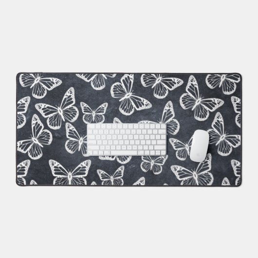 Papillons mignons Élégant Motif chic gris & blanc (Clavier et souris)