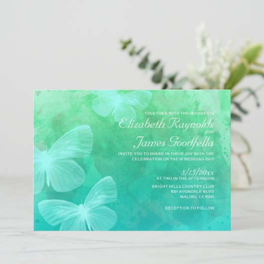 Papillons modernes épousant des invitations (Debout devant)