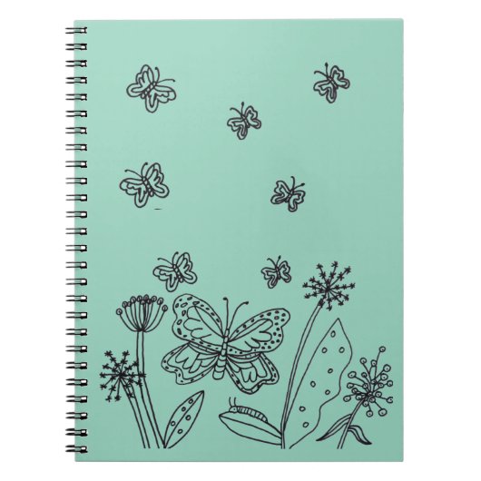 Papillons Monarque et Fleurs Journal Spiral (Devant)