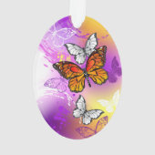 Papillons Monarque sur Arrière - plan pourpre (dos)