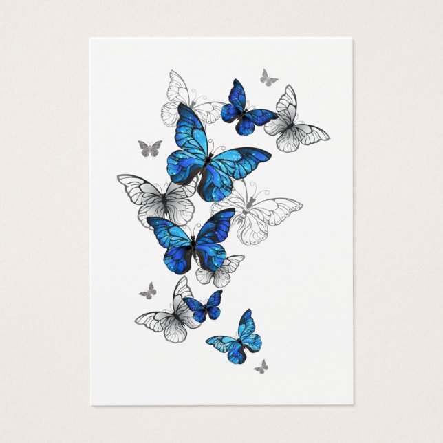 Papillons Morpho Bleus en Vol (Devant)
