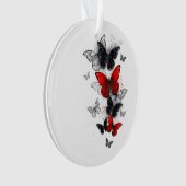 Papillons Morpho Noirs et Rouges en Vol (devant)