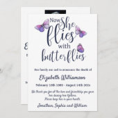 Papillons Mort Faire-part Funérailles Arrangement (Devant / Derrière)