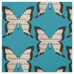 Papillons musicaux - tissu de papillon de musique