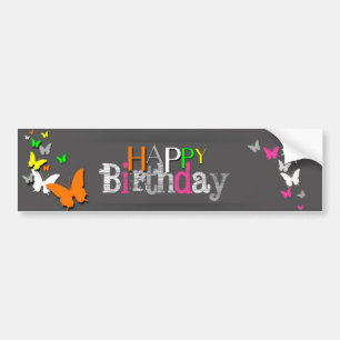 Papillons néon Joyeux Anniversaire - Sticker pare-