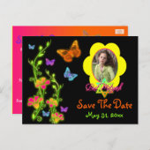 Papillons Néon PHOTO Carte de sauvegarde de la dat (Devant / Derrière)