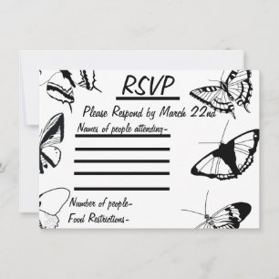 Papillons noirs et blancs Carte Plat RSVP
