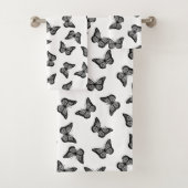 Papillons noirs et blancs Ensemble de serviettes d (En situation)
