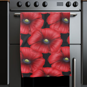 Papillons noirs et rouges Motif Floral Serviette d
