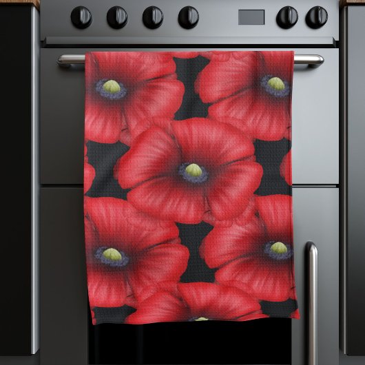 Papillons noirs et rouges Motif Floral Serviette d