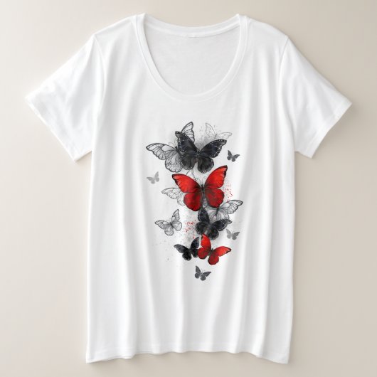 Papillons noirs et rouges volants (Design devant)