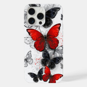 Papillons noirs et rouges volants