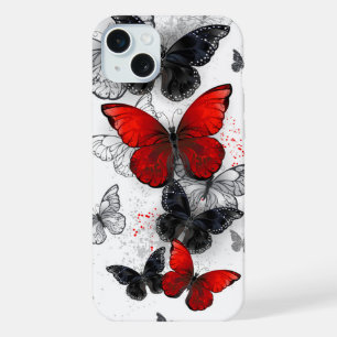 Papillons noirs et rouges volants