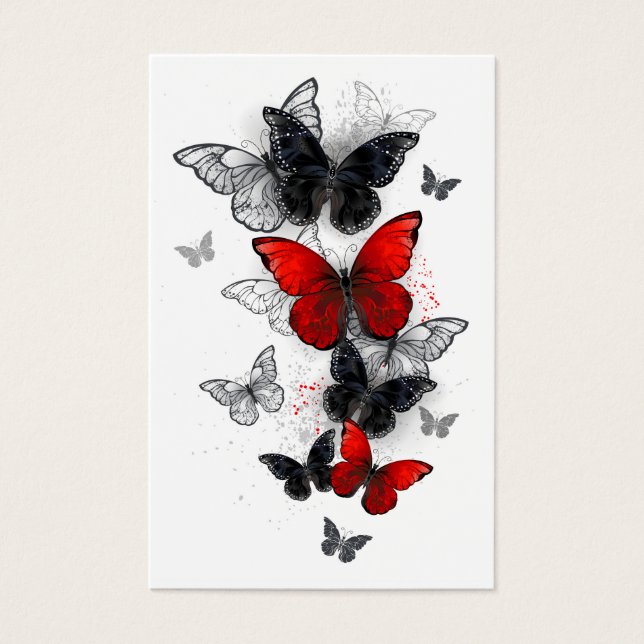 Papillons noirs et rouges volants (Devant)