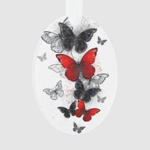 Papillons noirs et rouges volants