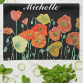 Papillons orange et noirs Aquarelle serviette de t (Plié)