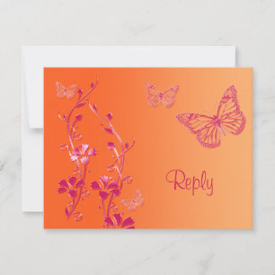 Papillons orange et rose Carte de réponse