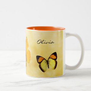 Papillons orange Nom personnalisé Mug
