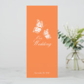 Papillons orange simples Mariage Faire-part 2 (Debout devant)
