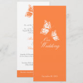 Papillons orange simples Mariage Faire-part 2 (Devant / Derrière)